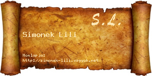Simonek Lili névjegykártya